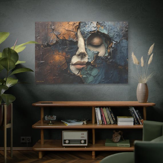 Fractured Reverie, Face Canvas Art, Modern Wall Decor, Home Decoration, Unique Gift for Art Lovers, Contemporary Canvas Art.