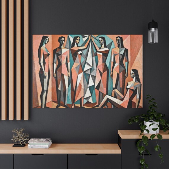 Cubist Women Canvas Print - Abstract Geometric Wall Art - Mid Century Modern Decor - Vintage Gallery Canvas - Picasso Style Canvas -Boho Art