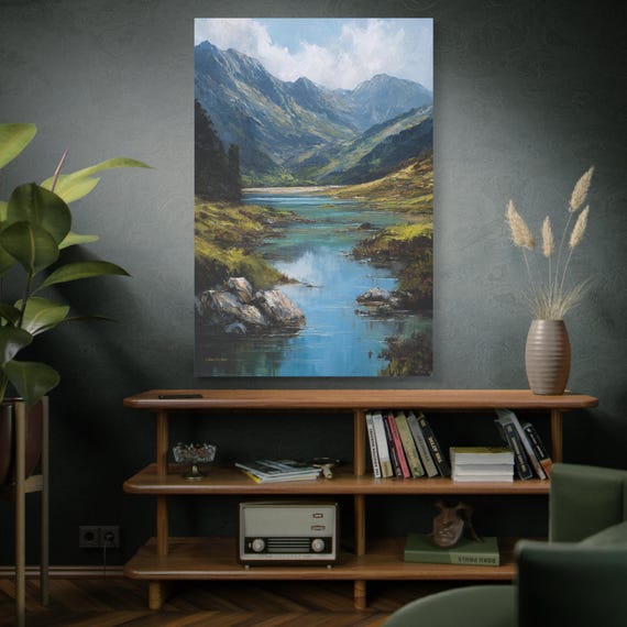 The Blue River Path,Serene Landscape Canvas Print, Art for Home Decor, Inspirational Wall Art, Gift for Nature Lovers, Scenic Wall Art