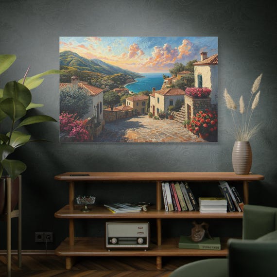 Pathway to the Sea: Mediterranean Village Art