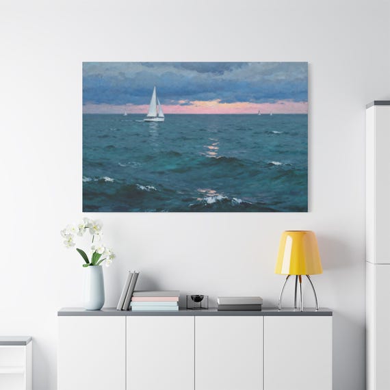 Nautical Sailboat Canvas Art Print - Coastal Home Decor