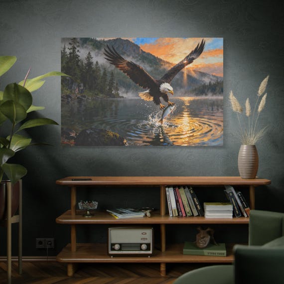Bald Eagle Strike Canvas Print: Nature Wildlife Wall Art