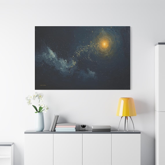 Cosmic Starburst Canvas Print - Abstract Galaxy Wall Art - Impasto Style Space Painting - Celestial Home Decor - Night Sky Art