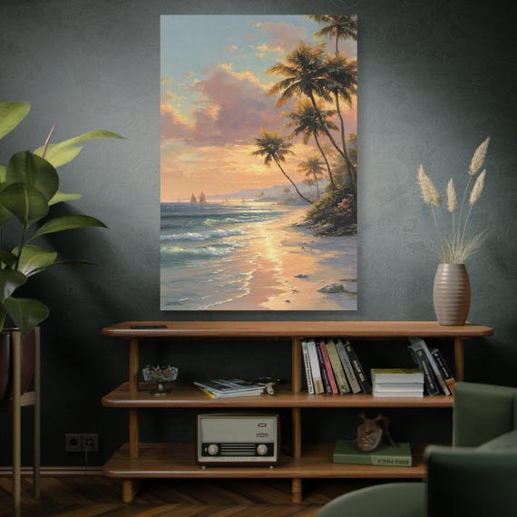 Golden Hour Retreat,  Beach Canvas Print - Sunset Artwork for Home, and office Decor, Wall Art for Beach Lovers.