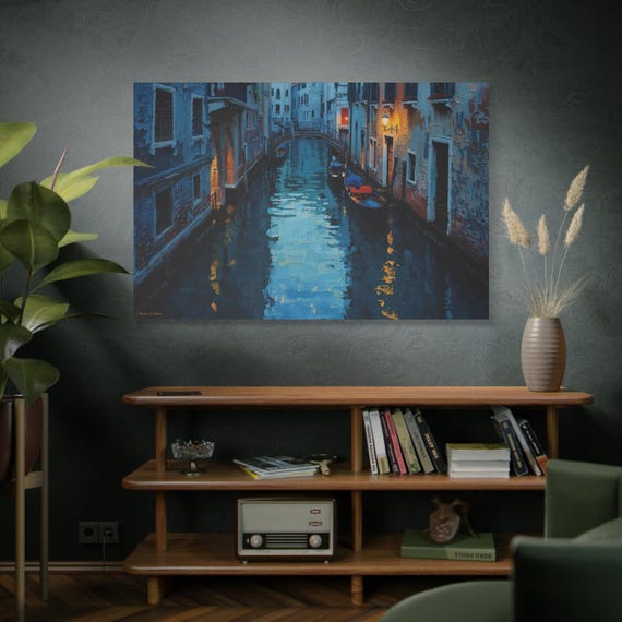 Venetian Bridge,  Serene Canal Art Canvas, Home Wall Decor, Venetian Landscape, Gift for Art Lovers, Cozy Atmosphere, Gallery-Style Print