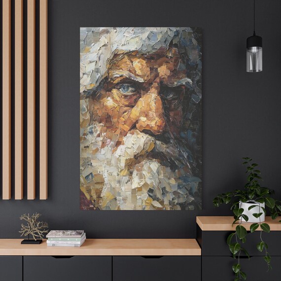 The Patriarch, Artistic Canvas Wall Art, Abstract Face Painting, Home Decor, Unique Gift, Modern Art Piece, Vibrant Wall Decoration.