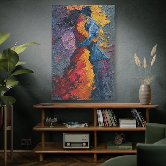 The Gravity Between Us, Romantic Dance Canvas Art, Elegant Home Decor, Gift for Art Lovers, Wedding Gift, Colorful Wall Decoration