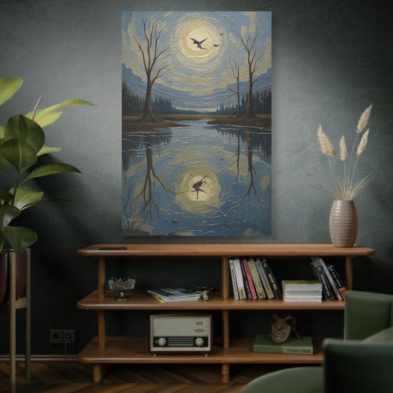 Reflections of the Quiet, Lake Reflection, Nature Wall Art Decor, Home Office Decoration, Gift for Nature Lovers, Landscape Painting Print