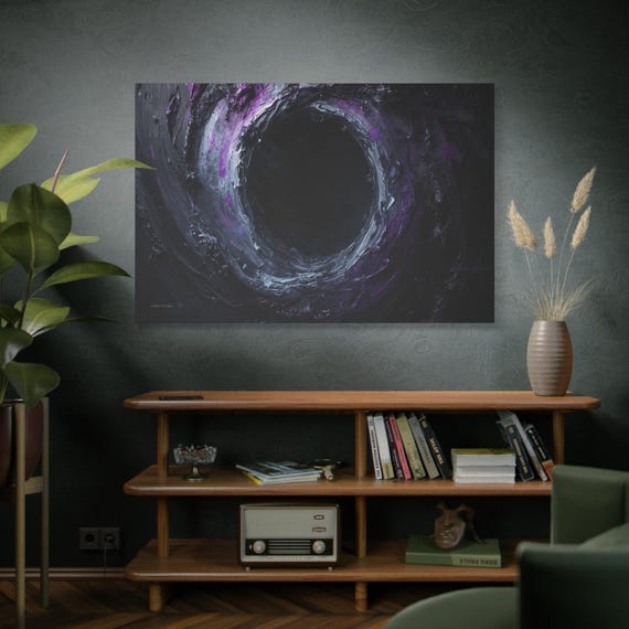 The Void's Edge, Abstract Dark Vortex Matte Canvas print, Dark Art, Modern Home Art, Office Art, Contemporary Art, Cosmic Canvas.