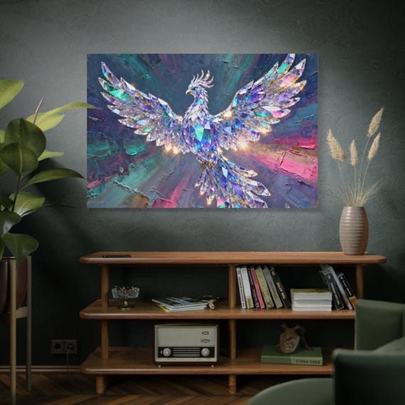 Prism of Aetheria, Phoenix Art Canvas, Colorful Wall Decor, Home & Office Decoration, Inspirational Gift, Modern Artwork