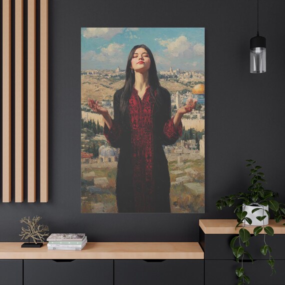 Prayer in the Holy City, Matte Canvas Art Print - Spiritual Home Decor, Thoughtful Gift, Unique Wall Art, Modern Art, Cultural Decor