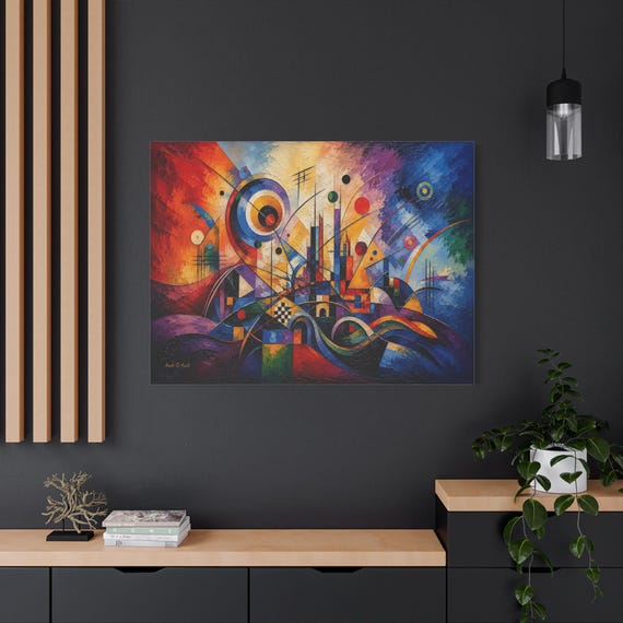 Abstract Geometric Canvas Print - Colorful Modernist Art - Vibrant Impasto Wall Decor - Mid Century Modern Canvas - Maximalist Room Art