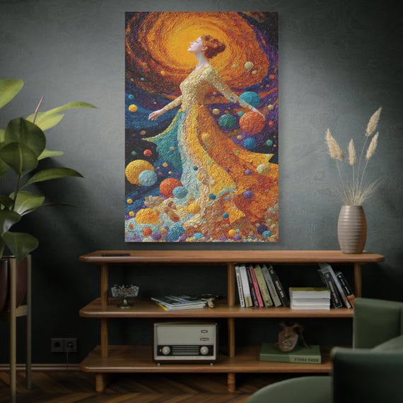 Solar Dancer,  Canvas Art Print, Celestial Woman, Wall Decor, Home Decor, Unique Gift, Cosmic Artwork, Galaxy Decor