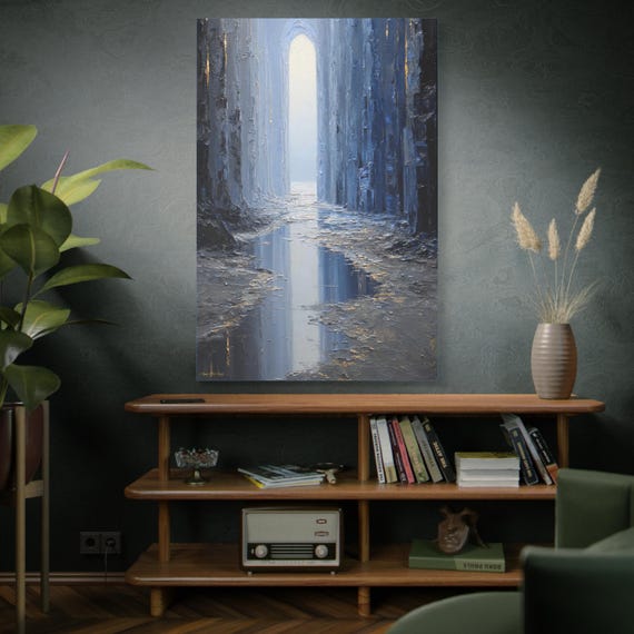 Blue Passage,  Reflections Wall Art, Tranquil Canvas Decor for Home, Modern Artwork, Elegant Living Room Aesthetic, Gift for Nature Lovers
