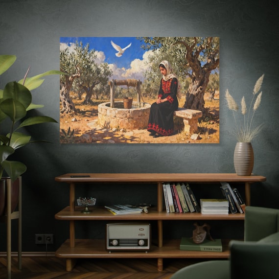 The Wellspring of Silence, Vintage Home Decor, Elegant Wall Hanging, Art Lovers Gift, Living Room Wall Decor, Stretched Canvas.