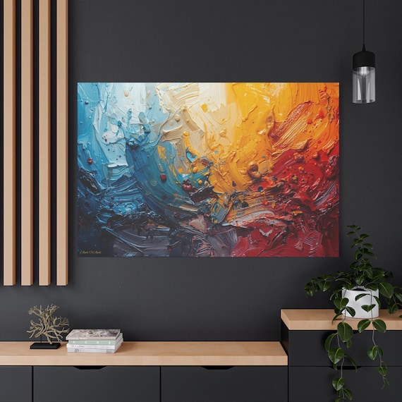 Solar Rift, Abstract Colorful Canvas Wall Art, Modern Home Decor, Vibrant Art for Living Room, Gift for Art Lovers.