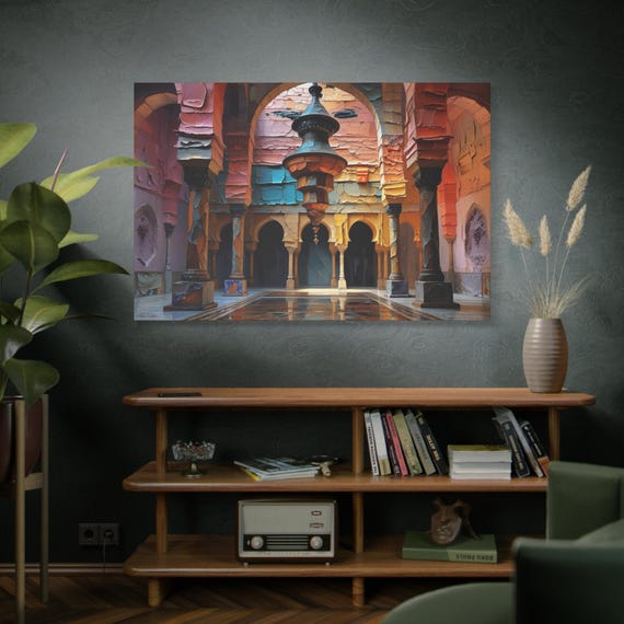 The Sultan's Cracked Light, Canvas Art Print, Vibrant Decorative Wall Art, Home Decor, Living Room Artwork, Unique Gift Idea, Gallery-Style