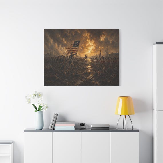 Revolutionary War Canvas Print - American Revolution Wall Art  - Impasto Battle Scene - Historical Patriotic Art