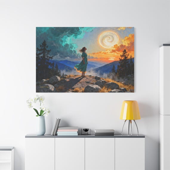 Stretched Canvas Wall Art, Dreamy Landscape Painting, Perfect for Home Decor, Gift for Nature Lovers, Inspirational Art Piece