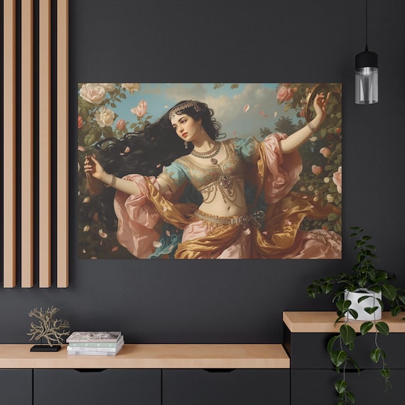 Bohemian Dancer with Roses Canvas Art Print