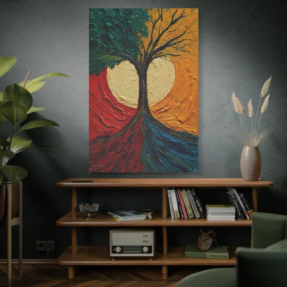 Arbor Vitae, Tree of Life Painting Matte Canvas Print, Stretched Wall Art, Colorful Art, Office Art, Home Art, Abstract Art.