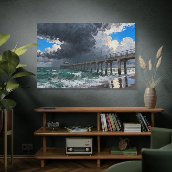 Coastal Storm Canvas Wall Art: Nautical Seascape Print