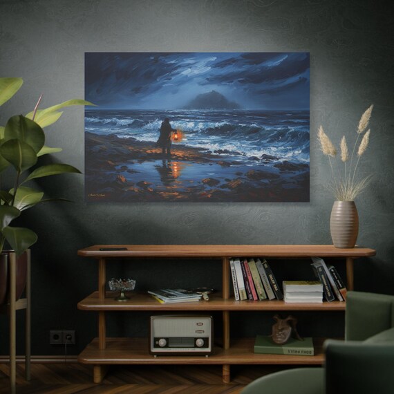 Canvas Wall Art, Coastal Seascape, Matte Canvas Print for Beach Home Decor, Nautical Artwork, Serenity Decor, Light Against the Void