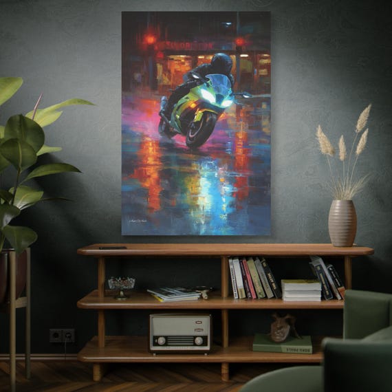 Motorcycle Wall Art Canvas, Inspirational Home Decor for Bikers, Vintage Motorcycle Artwork, Perfect Gift for Riders