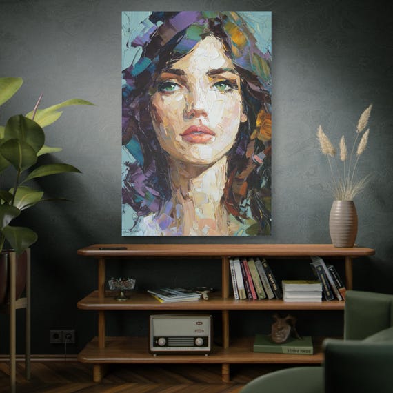 Artistic Canvas Print, Wall Decor, Feminine Portrait, Home Aesthetic, Gift for Art Lovers, Stylish Bedroom Accent