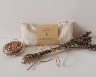 Cuscino per gli occhi, maschera per gli occhi, cuscino alla lavanda per meditazione, yoga, rilassamento LIBAyoga, chicchi di farro biologici e fiori di lavanda, idea regalo, lino beige