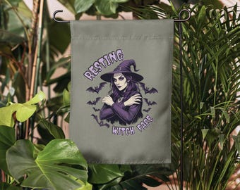 Resting Witch Face Halloween Garden Flag: Funny Outdoor Decor