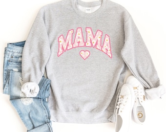 Mama Floral Daisy Sweatshirt (Pink)
