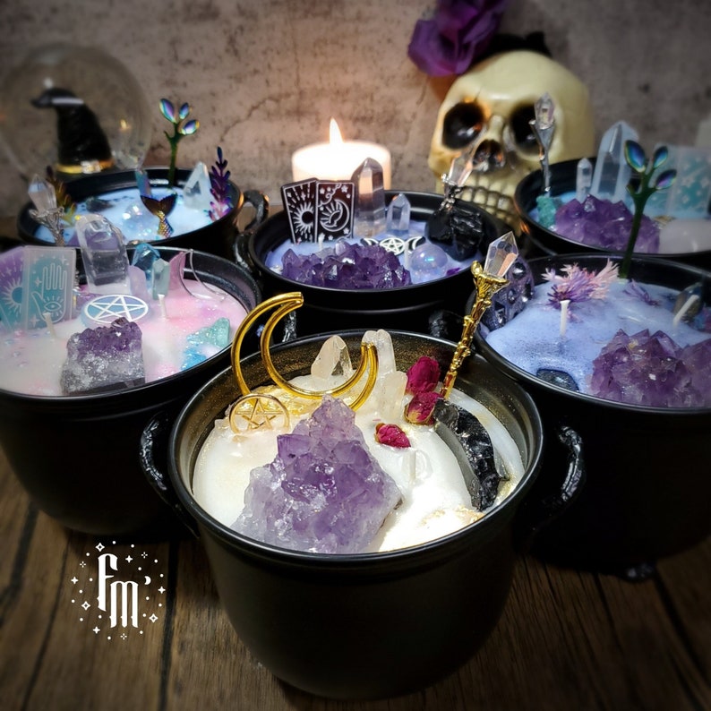 Cauldron Candle, Witch Cauldron, Witchy Candle, Crystal Cauldron, Pentacle Candle, Gift for Witch, Wickless Candle, Wiccan, for Witch 