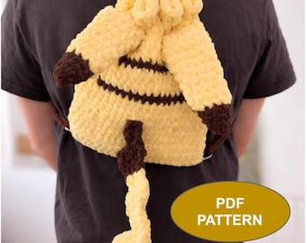 Crochet Mouse Drawstring Backpack Pattern | Plush Yarn Amigurumi Bag (PDF)