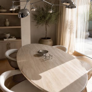 Oval solid marble dining table – natural stone table – marble table