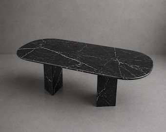 Solid oval marble dining table – natural stone table