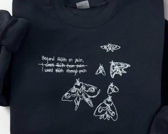 TLOS Embroidered Crewneck Sweatshirt, Ellie's Journal, Moth Embroidery Shirt, Video Game Inspired, TLOU Game Hoodie, Gamer Gift