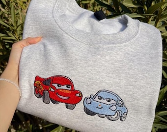 Cars McQueen and Sally Embroidered Sweatshirt, Disney Cars Lightning McQueen, Disney Couple Shirt, Disneyland Vacation, Matching Couple Tee