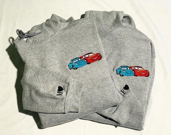 Cars Lightning McQueen and Sally Embroidered Sweatshirt, Disney Couple Shirt, Cars Matching Tee, Disney Cars Love Hoodie, Disneyland Trip