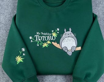 My Neighbor Totoro Embroidered Sweatshirt, Totoro Shirt, Cat Bus Tee, Ghibli Anime Shirt, Ghibli Aesthetic Hoodie, Y2K Anime Movie Gift