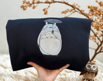 Embroidered Totoro Sweatshirt, Forest Spirit Shirt, Studio Ghibli Inspired Embroidery Anime Hoodie, My Neighbor Totoro Shirt, Anime Fan Gift
