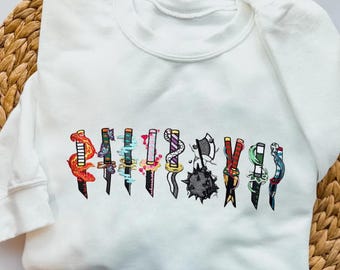 Embroidered Anime Crewneck Sweatshirt, Hashira Demon Killer Corps Design, Anime Character Symbol Shirt, Gifts for Anime Lovers
