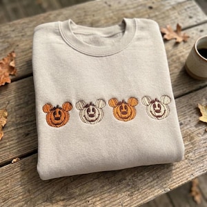 Halloween Pumpkin Mickey Embroidered Sweatshirt, Fall Disney Crewneck, Spooky Season Cute Cozy, Hoodie, Pumpkin Patch Disney Shirt