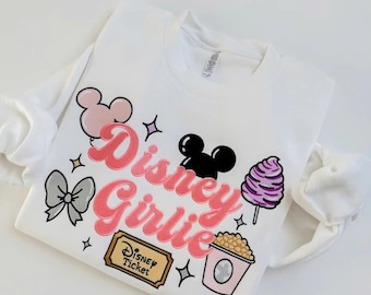Disney Girlie Embroidered Crewneck Sweatshirt, Disney Mama Shirt, Disney Magical Park Snacks Hoodie, Magic Kingdom, Disneyland Trip Shirt