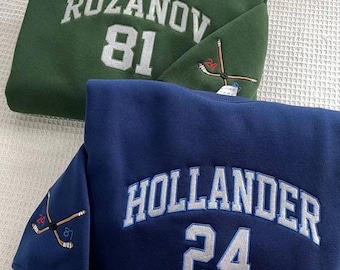 Sweat brodé équipe Hollanov, chemise Hollander Rozanov, sweat à capuche Hockey Romance, cadeau unisexe pour fan de hockey LGBT, chemise chauffante film