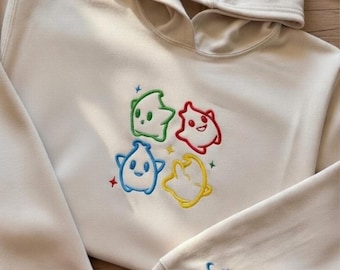 Chemise brodée Mario Galaxy Luma, sweat-shirt brodé Star Luma mignon, cadeau pour joueur, vêtements de fan de Mario, cadeau pour lui