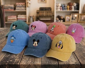 Gorra bordada personalizada de Mickey y sus amigos, sombrero para el sol con personajes de Disney personalizados, sombrero para vacaciones familiares a juego en Disneyland, viaje a Disney