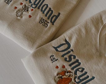 Disneyland Lady and the Tramp Valentine besticktes Sweatshirt, Spaghetti Paar Shirt, Disney Paar Matching Reise, Valentinstag Geschenk