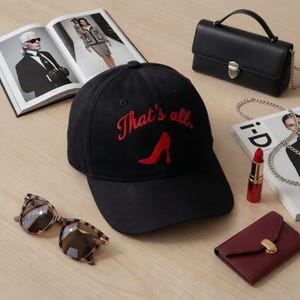 Embroidered That's All Devil Wears Dad Hat, Red High Heel Baseball Hat, Fashion Movie Quote, Y2K Fashion Chic Cap
