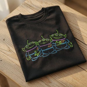 Disney Toy Story Alien Embroidered Shirt, Disney Pizza Planet Aliens Tee, Cute Pixar Character Sweatshirt, Matching Disney Family Trip Gift image 1
